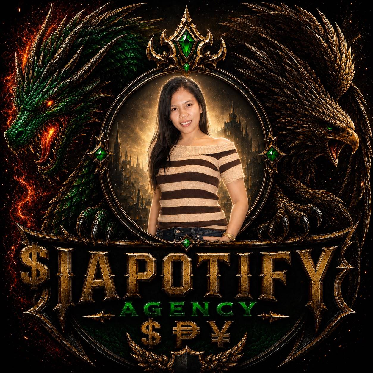 Second Owner-supplied SIAPOTIFY AGENCY portrait artwork with dragon and eagle motifs